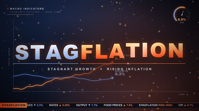 Macro economic indicators dashboard displaying stagflation with rising inflation charts