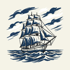 Sailing-Ship-Ocean-Waves © RASEL