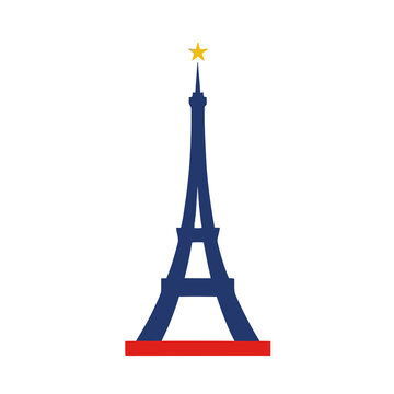 Stylized Eiffel Tower with Star and Red Base