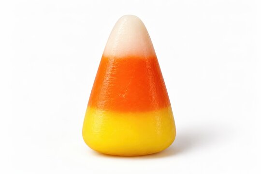 Candy corn confection with yellow orange and white stripes isolated for halloween packaging and seasonal food design