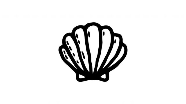 Seashell For Beach Travel And Ocean Discovery Wiggle Doodle Animation With Alpha Channel. Shell Symbol And Coastal Souvenir, Transparent Background. 4K Loop Hand Drawn Icon.