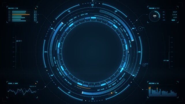 Futuristic hud circle interface data scanning motion graphics loop