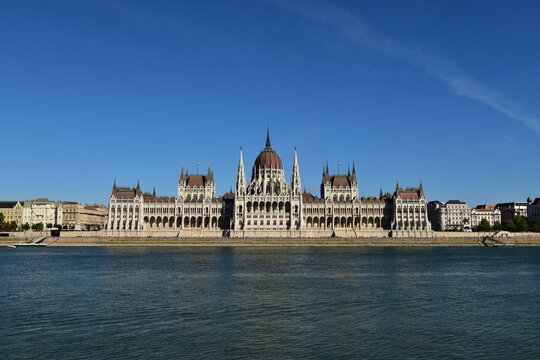 The Hungarian Parliament Building and the Danube River in Budapest