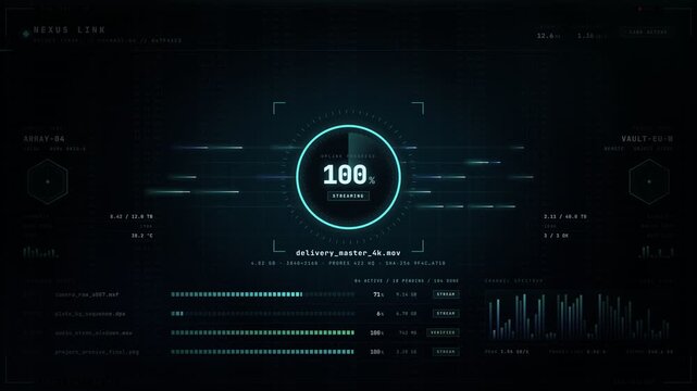 Futuristic Sci-Fi HUD Interface Loading Progress Data Stream Animation
