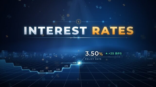 Central Bank Interest Rates Policy Chart Financial Motion Graphics Loop
