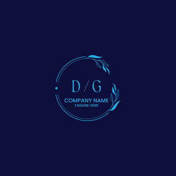 Premium DG Letter Logo Design with Botanical Leaf Wreath Floral Monogram Template