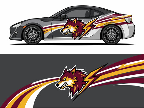 Sports Car with Wolf Decal