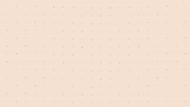 Soft peach beige plus minus typographic weave background with gentle seamless motion