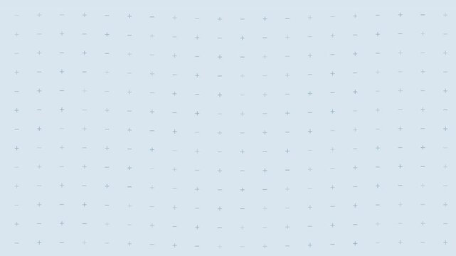 Soft powder blue plus minus typographic weave background with gentle seamless motion