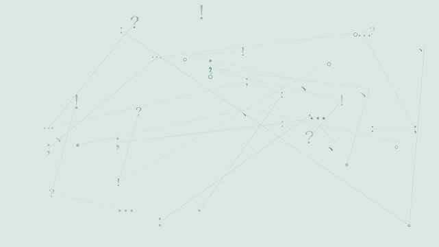 Soft mint green punctuation constellation editorial background with gentle seamless motion
