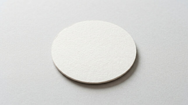 White Round Paper Coaster Mockup On Textured Grey Surface
