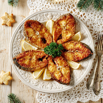 Traditional Polish Christmas Fried Carp