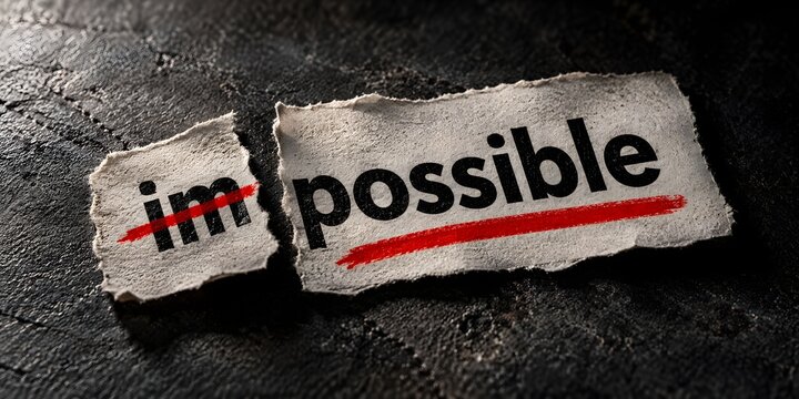 Impossible To Possible Concept With Torn Paper Message And Red Underline