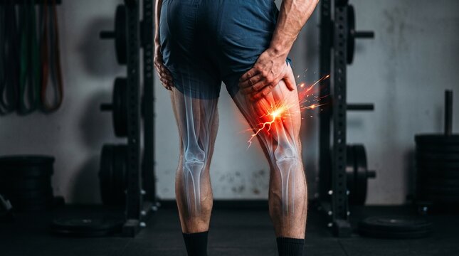 Athlete Experiencing Severe Hamstring Muscle Injury During Intense Leg Training At Gym