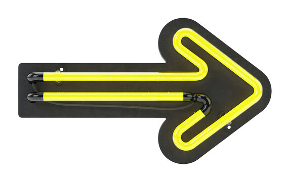 Bright yellow neon arrow png glowing neon arrow isolated transparent background image