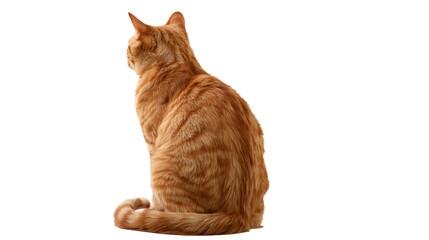 Ginger tabby cat sitting and looking away with striped fur pattern © Freja