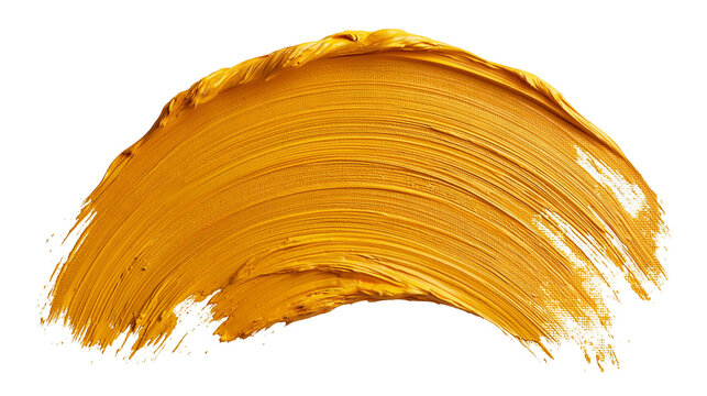 Thick golden yellow oil paint brush stroke with visible texture