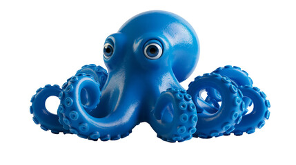 Bright blue plastic toy octopus figurine with large eyes and textured tentacles © Fraser