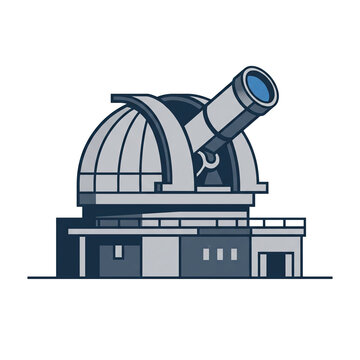 Isolated Flat Vector Astronomical Observatory And Telescope
