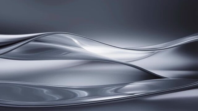 60 FPS Abstract silver liquid metal waves flowing with shifting highlights on dark gradient background
