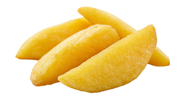 Golden crispy potato wedges fried in oil
