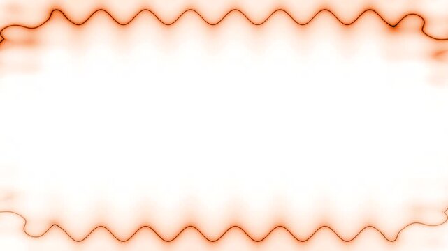 Rectangular wavy horizontal frame with moving neon light effect, orange frame. Long moving luminous lines. Blank white space for your own content in the middle.