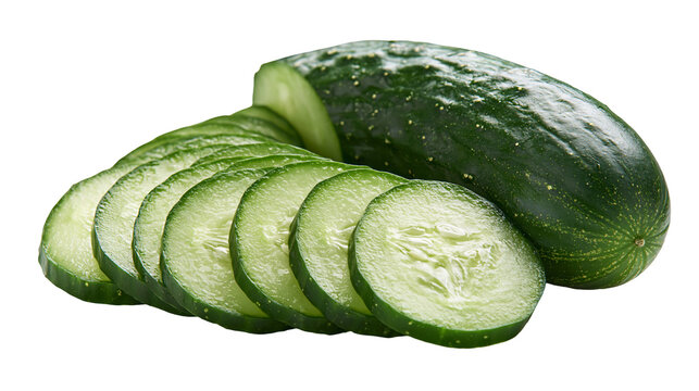 Fresh green cucumber sliced into thin round pieces