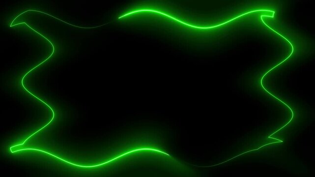Abstract Green Neon Frame on Black Background