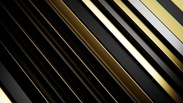 Abstract gold metallic diagonal bands create a luminous background in a seamless loop
