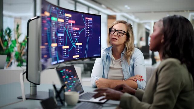 Software Developer Guides Workflow Using Drag And Drop Low Code Platform