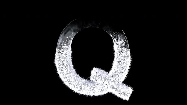 Animated Snowy Christmas Letter Q, Winter Frost and Ice Crystal Alphabet Animation