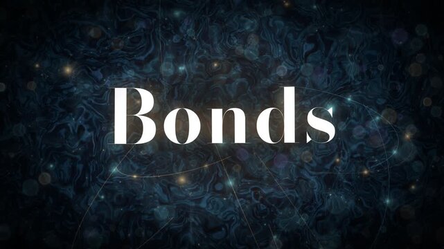Financial bonds concept motion background with abstract glowing nodes and typography 4K loop