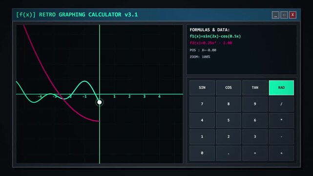 Retro Graphing Calculator Software Interface Animation