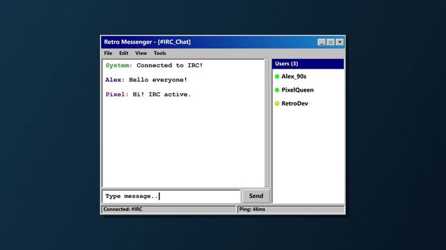 Retro 90s Style Instant Messenger Chat Window Interface