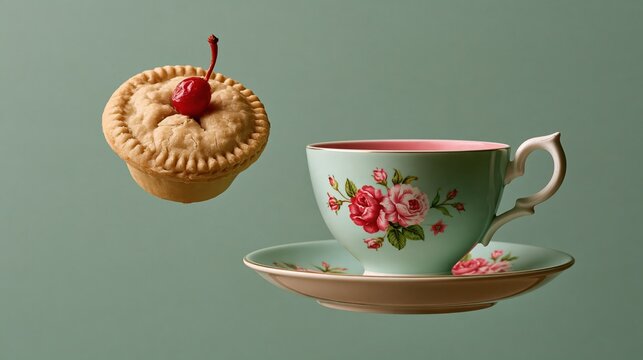 Funny mince pie trying to fly but only hovering, confused, holiday photo