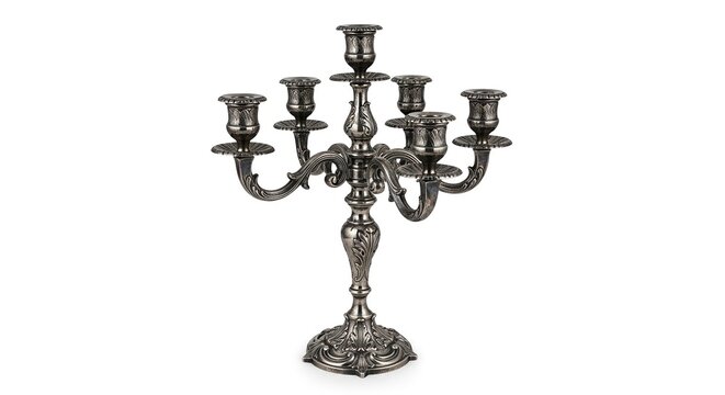 Antique Silver Candelabra with Five Candle Holders.