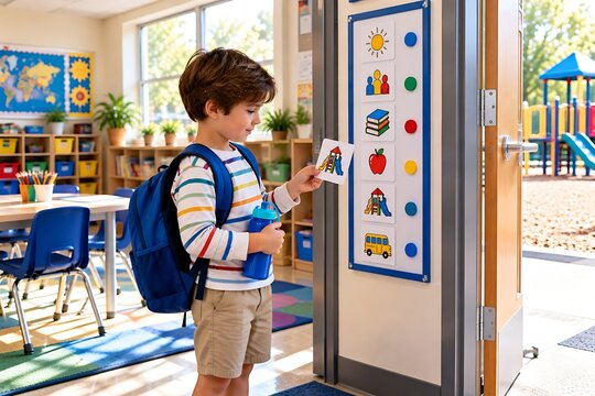 Child Following Visual Schedule Before Entering School