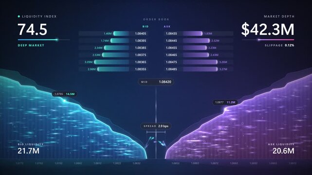 Financial Market Liquidity Index Order Book Depth Motion Graphics Loop