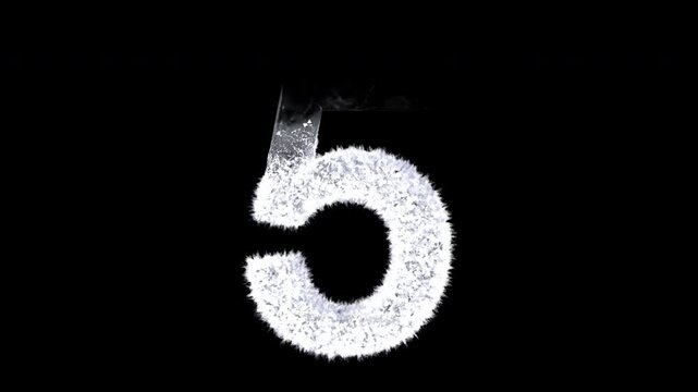Animated Snowy Christmas Number 5, Winter Frost and Ice Crystal Alphabet Animation