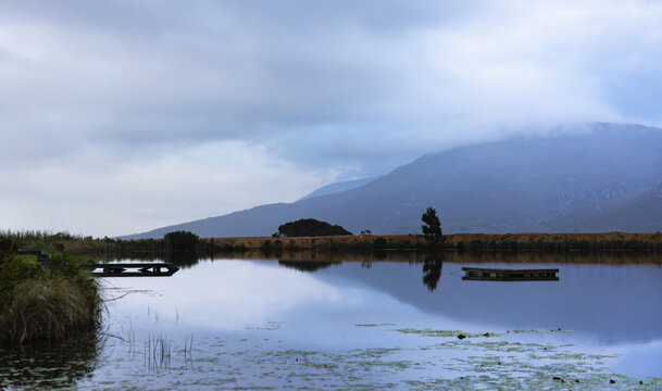 beautiful placid pond under muted overcast skies, Stanford, South Africa