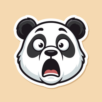 Shocked Panda Face Sticker, Cartoon Style