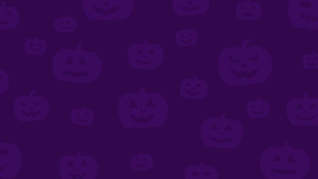 Purple Halloween pumpkins of varying sizes seamless 4K loop