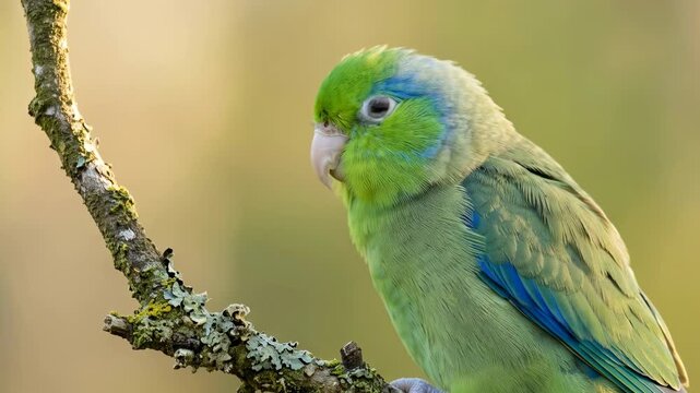 parrotlet close up at morning light in guayaquil ecuador video