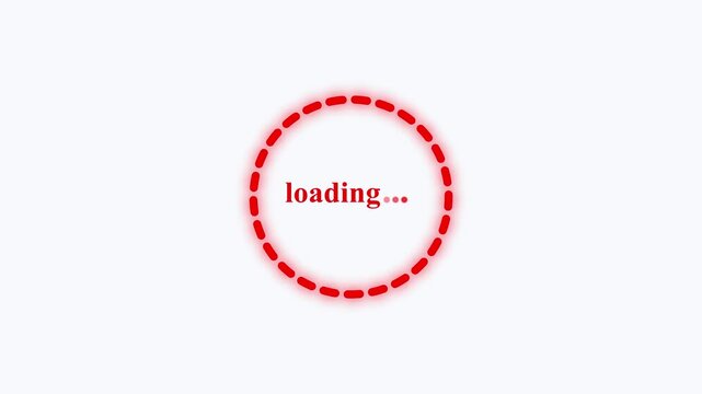 Red dashed circle loading animation with text