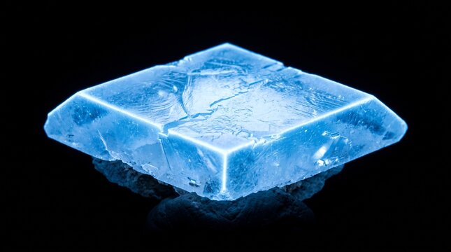 Scheelite Mineral Specimen Glowing Blue Under Ultraviolet Light