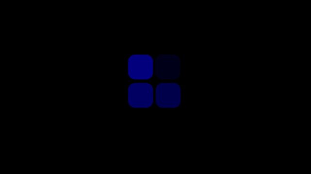 Four blue glowing dots arranged in a square pattern on dark background