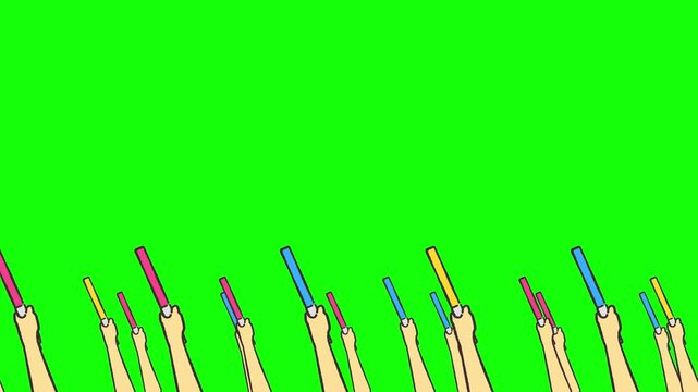 大量の腕がペンライトを交互に振るゆるい落書き風アニメーション
