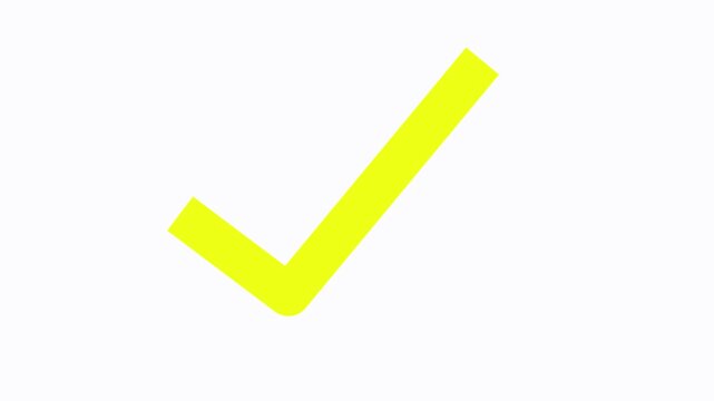 Animated yellow check mark icon. right check mark icon transparent background
