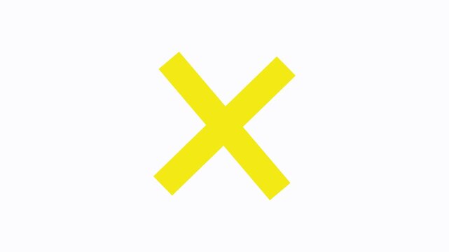 Animated wrong mark yellow icon appearing