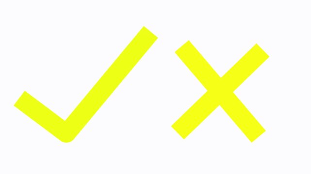 Animated green check mark and red cross symbol